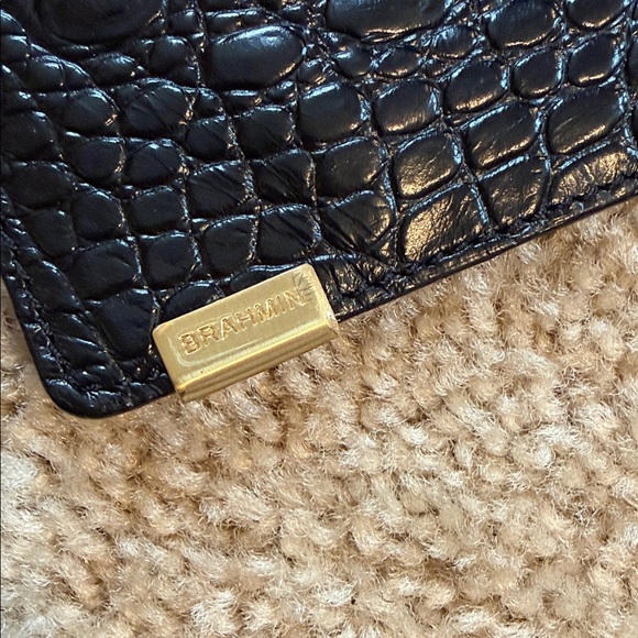 Brahmin leopard black croc gold crossbody bag calf hair leather handbag bag - Picture 4 of 8